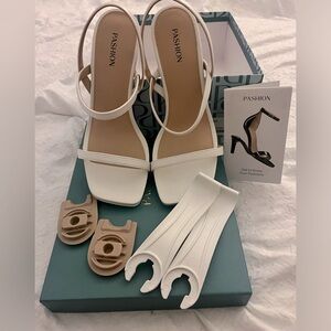 Pashion Footwear Convertible Heels- The Miranda White Leather